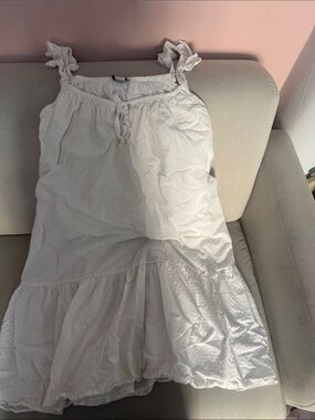 Petite Plume White Tie-Strap Ruffle Pajama gown